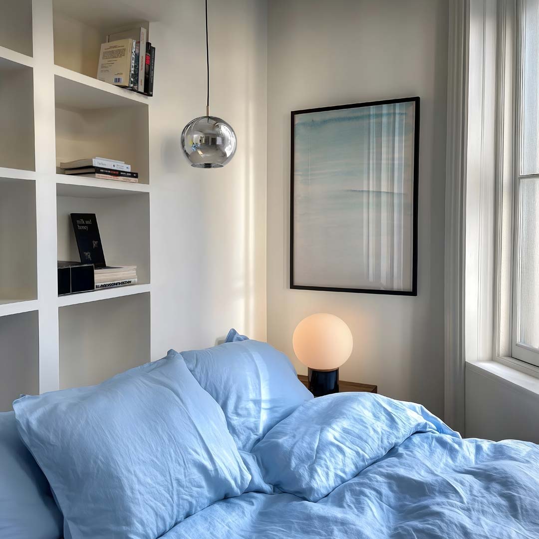 Dromerige Waterverf Blauwtinten Poster-WallArtistic