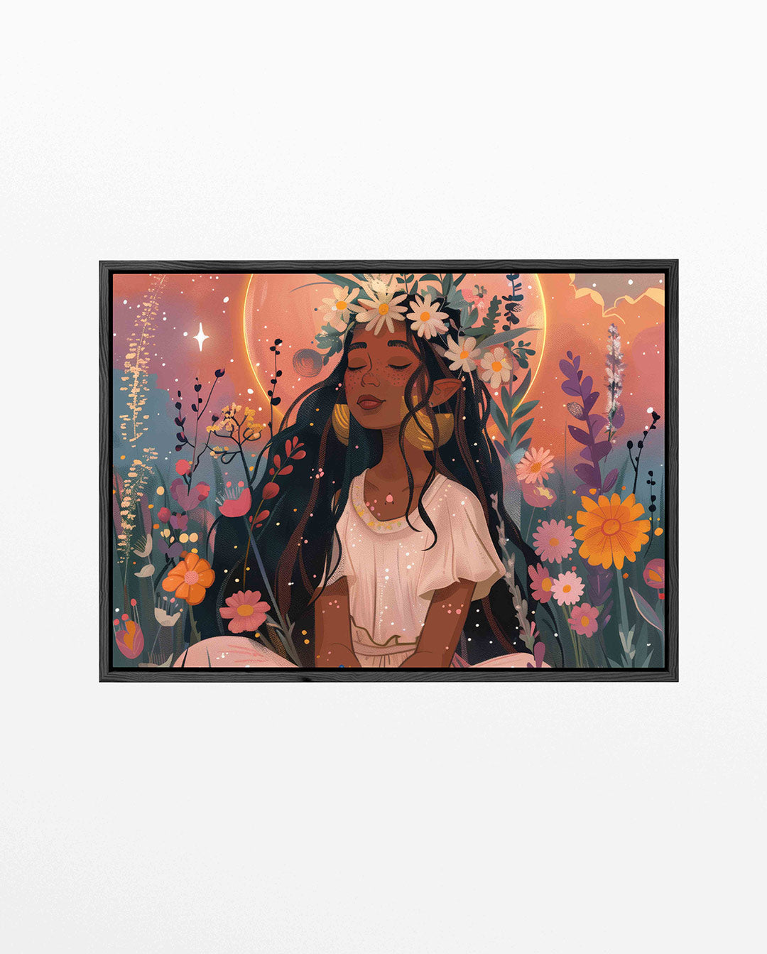 Dromerige bloemenmeisje Kunstwerk