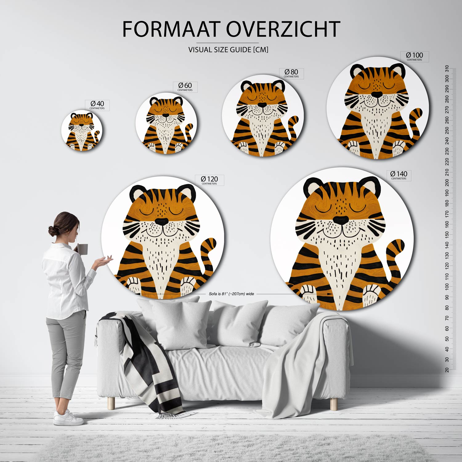 Tijger illustratie Muurcirkel