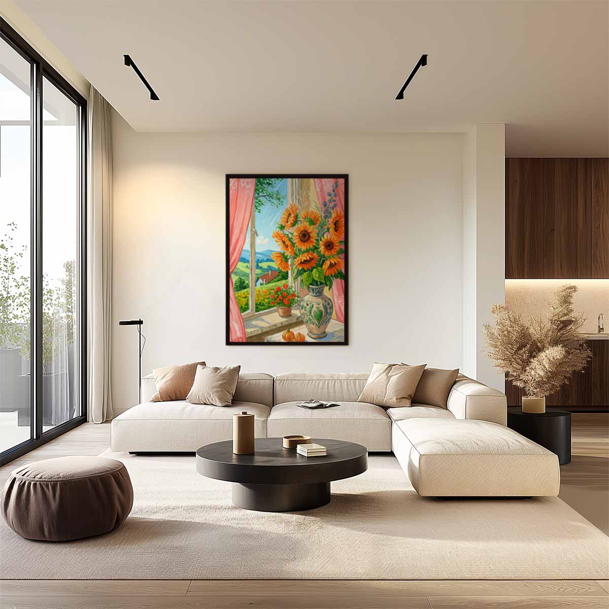 Zomers Arrangement bij het Venster Kunstwerk-canvas-dibond-plexiglas-wanddecoratie-WallArtistic