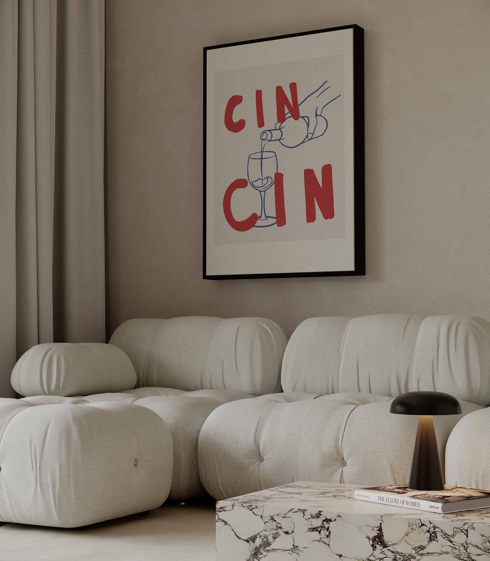 Cin Cin Illustratie Kunstwerk-canvas-dibond-plexiglas-wanddecoratie-WallArtistic
