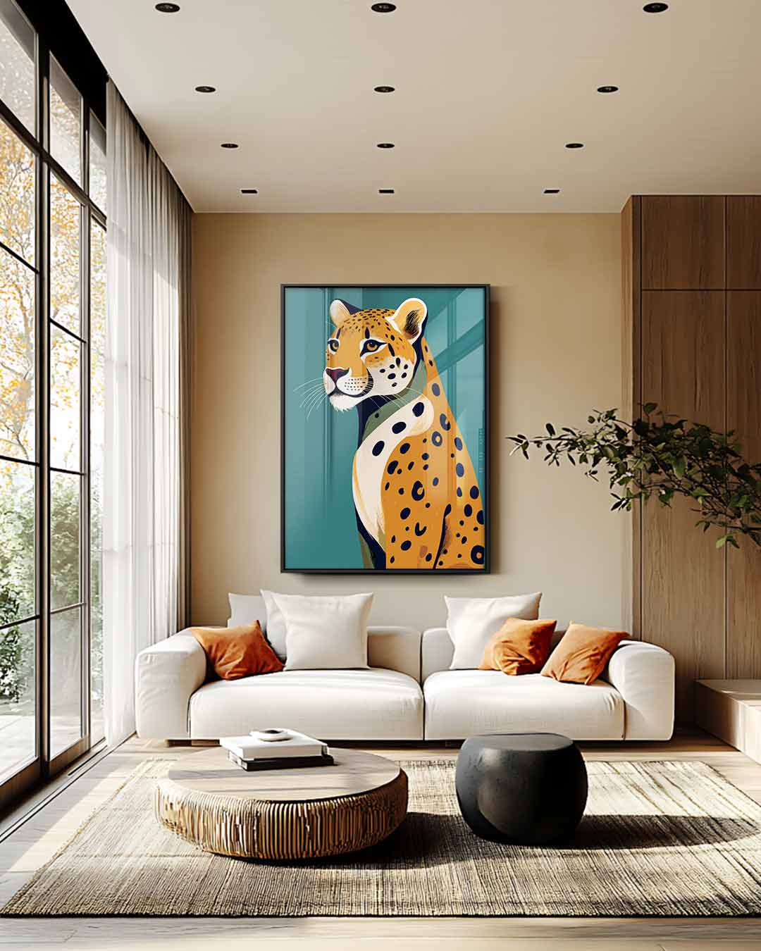 Majestic Leopard on Turquoise Background Artwork