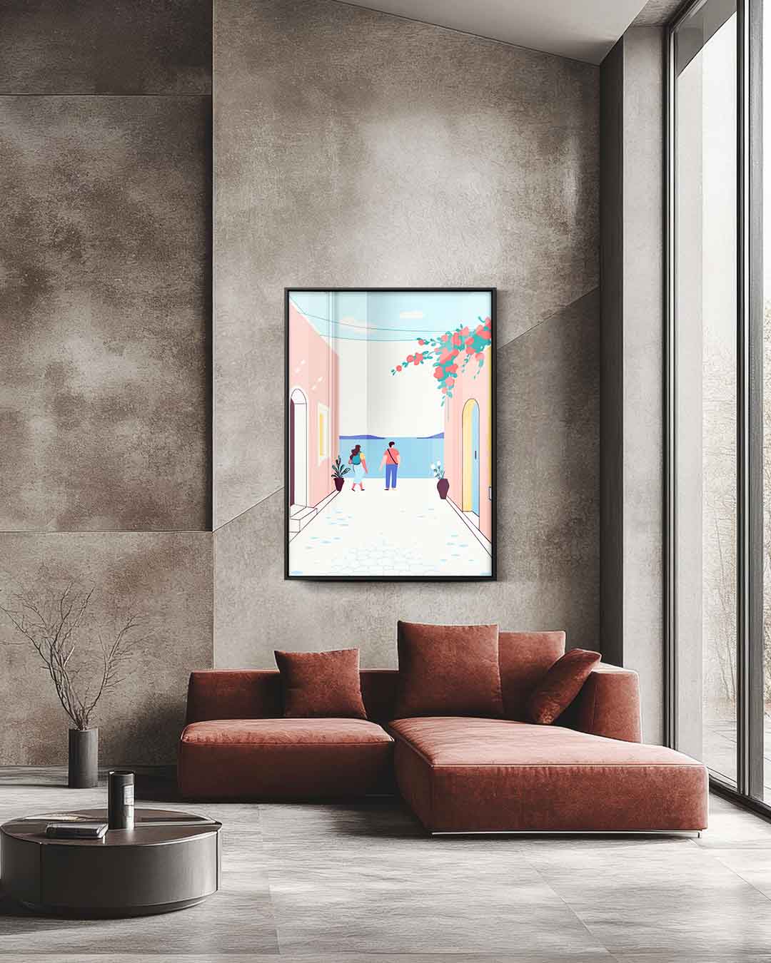 Zomerse Wandeling aan Zee Kunstwerk-canvas-dibond-plexiglas-wanddecoratie-WallArtistic
