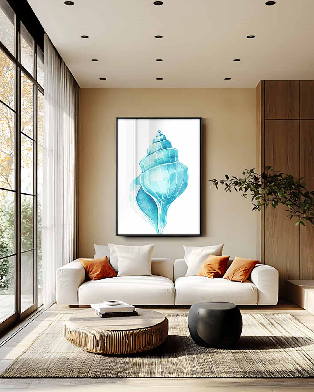 Turquoise Zeeschelp Kunstwerk Kunstwerk-canvas-dibond-plexiglas-wanddecoratie-WallArtistic