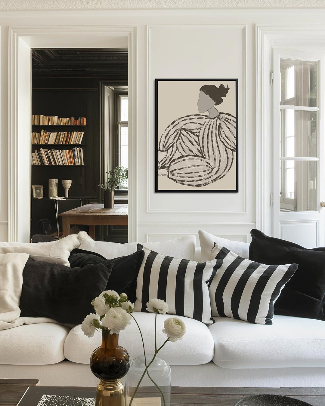 Gestreepte vrouwelijke vorm Kunstwerk