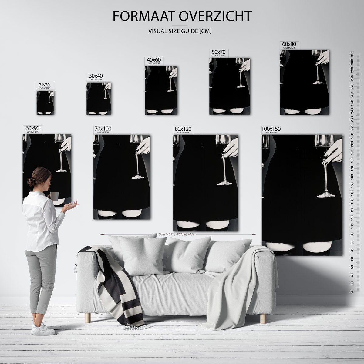 Wijn glazen en zwarte jurk Poster