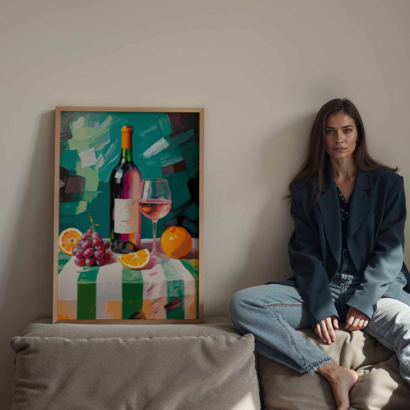 Stijlvolle Wijn en Vruchten Poster-WallArtistic