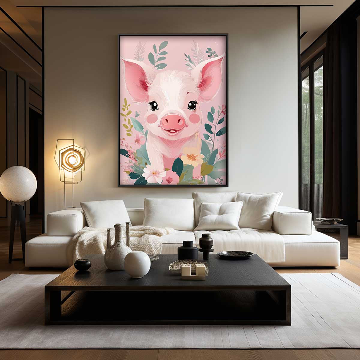 Vrolijke Varkenskus Kunstwerk-canvas-dibond-plexiglas-wanddecoratie-WallArtistic