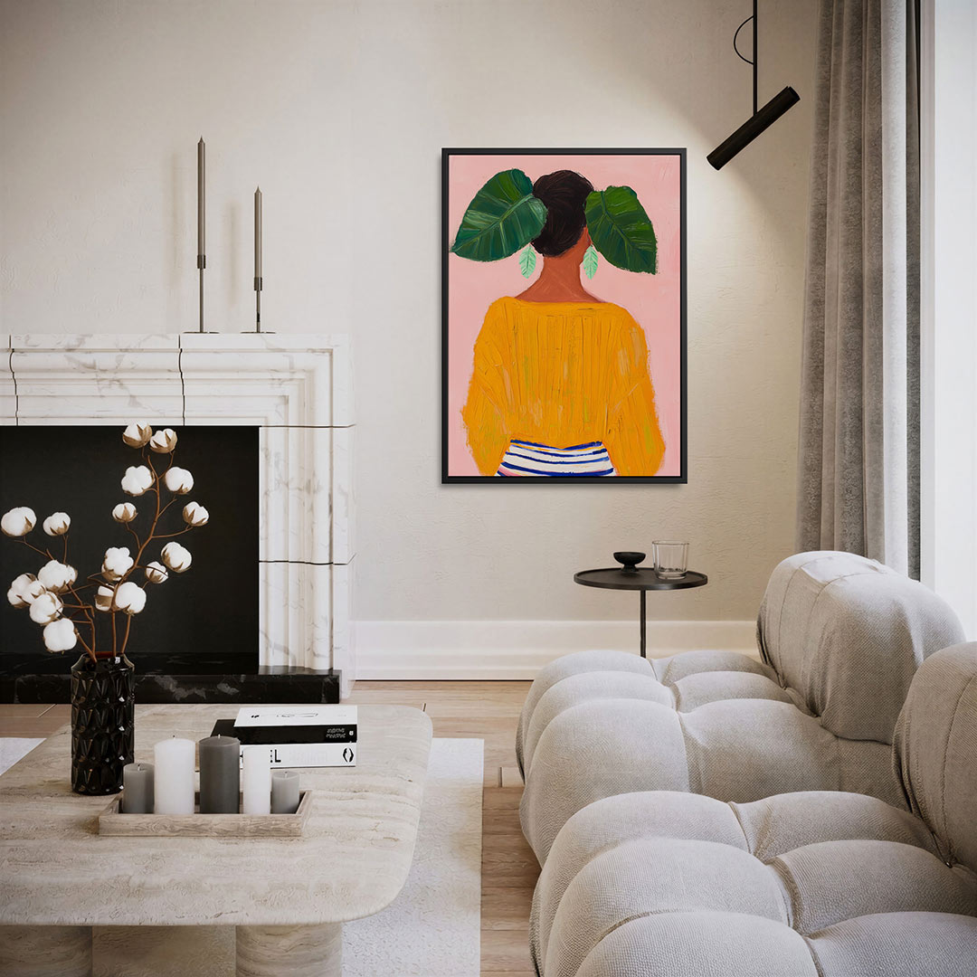 Vrouw met bladeren Kunstwerk