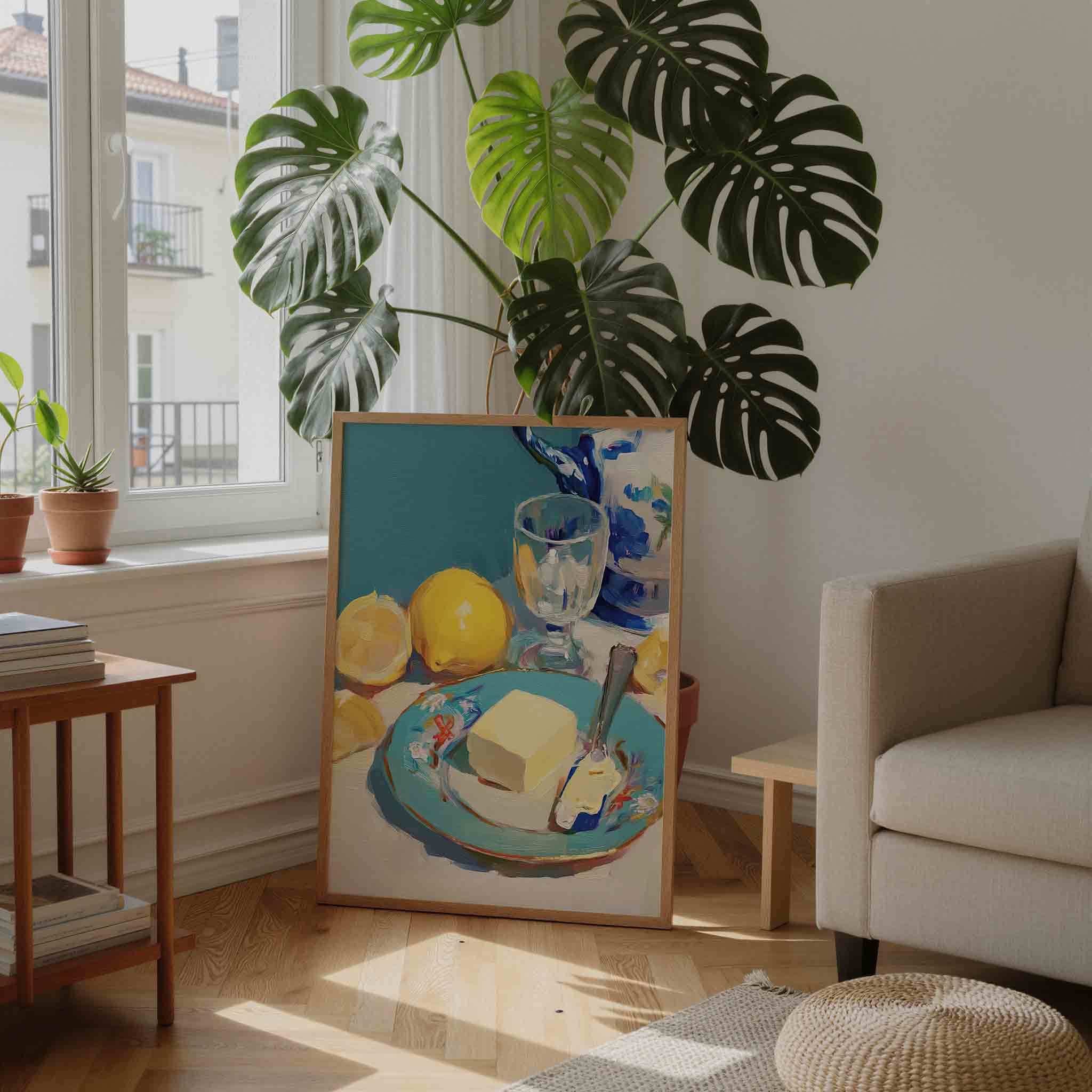 Citroen en boter op bord Poster