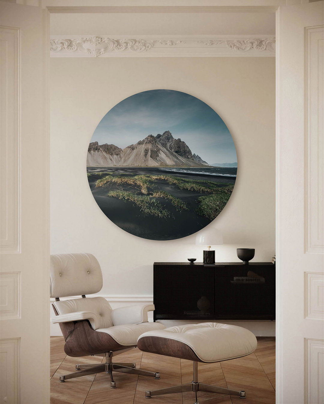 Berglandschap met gras Muurcirkel
