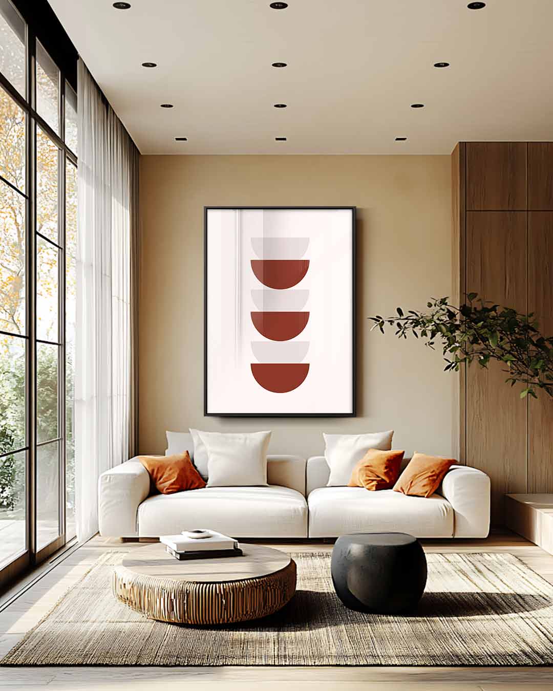 Abstracte Bruine Geometrie Kunstwerk-canvas-dibond-plexiglas-wanddecoratie-WallArtistic