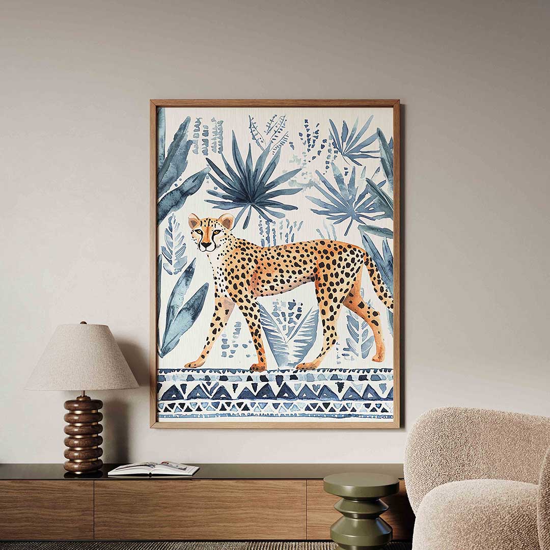 Luipaard en bladeren Poster