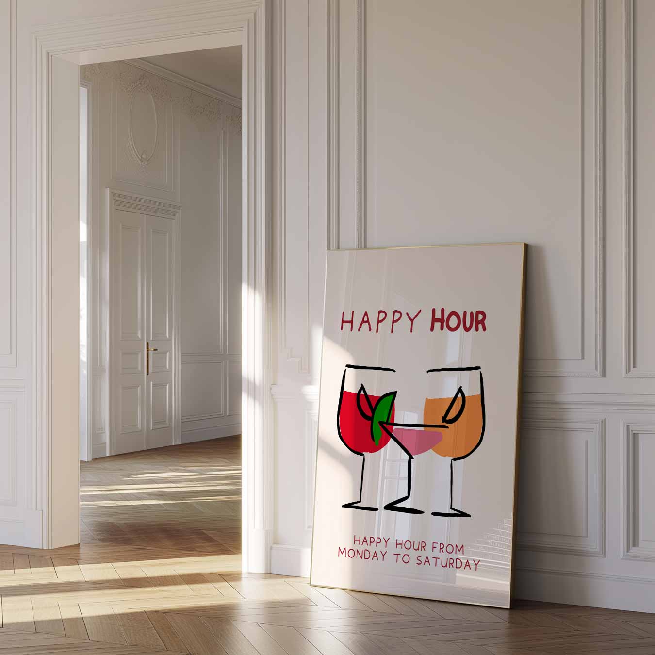 Happy Hour Cocktail Poster-WallArtistic