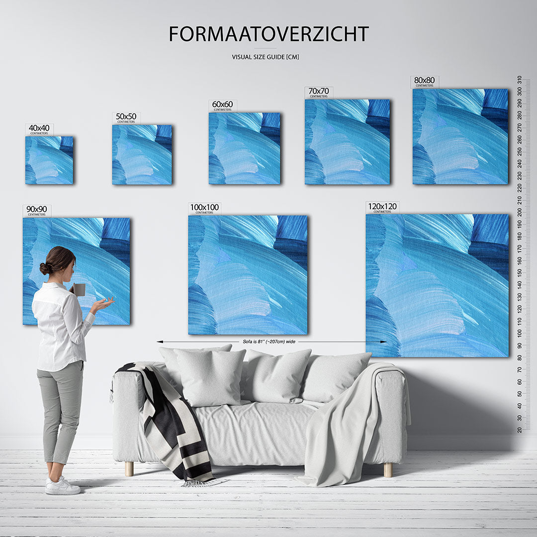 Dynamische blauwe strokes Kunstwerk