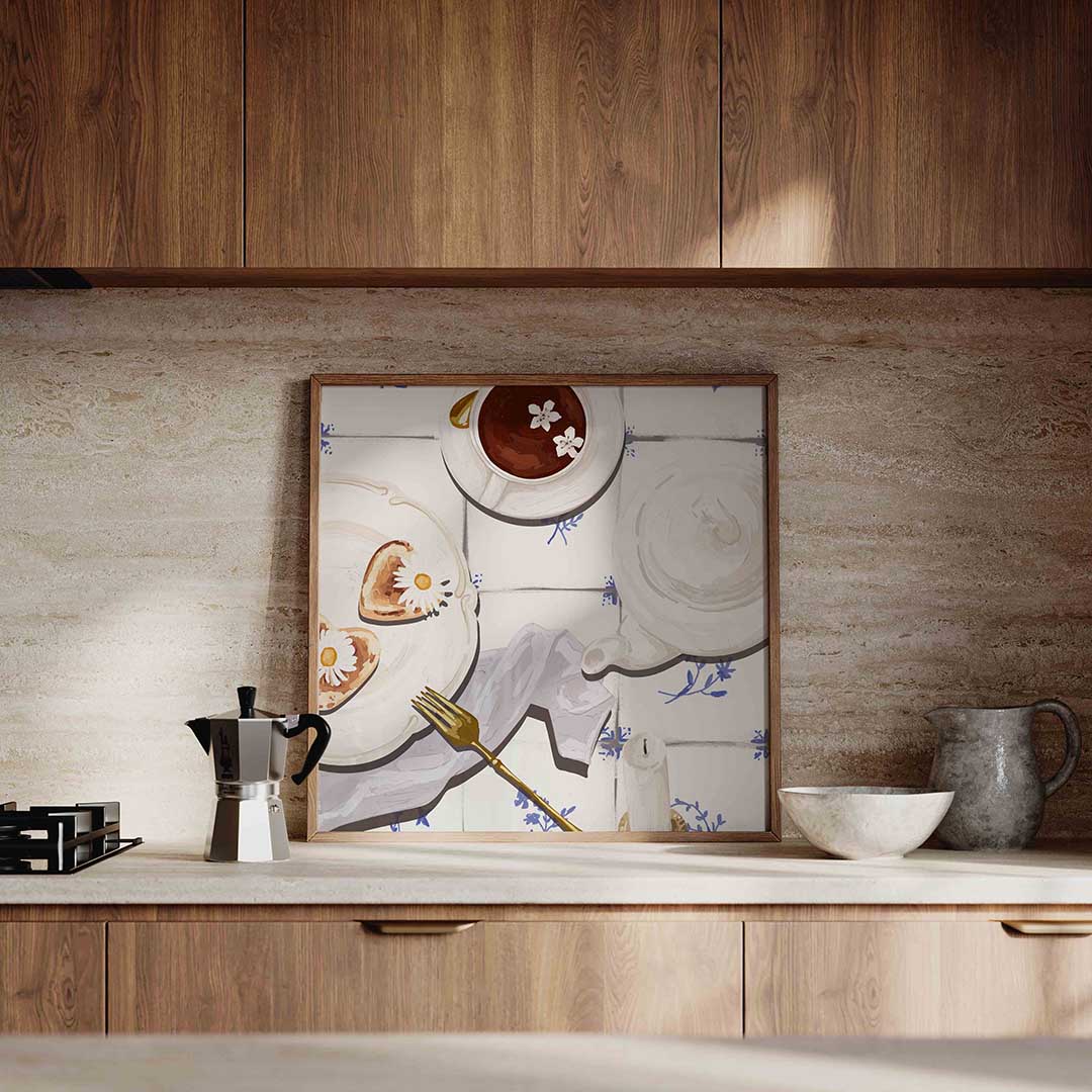 Ontbijt met bloemen Poster