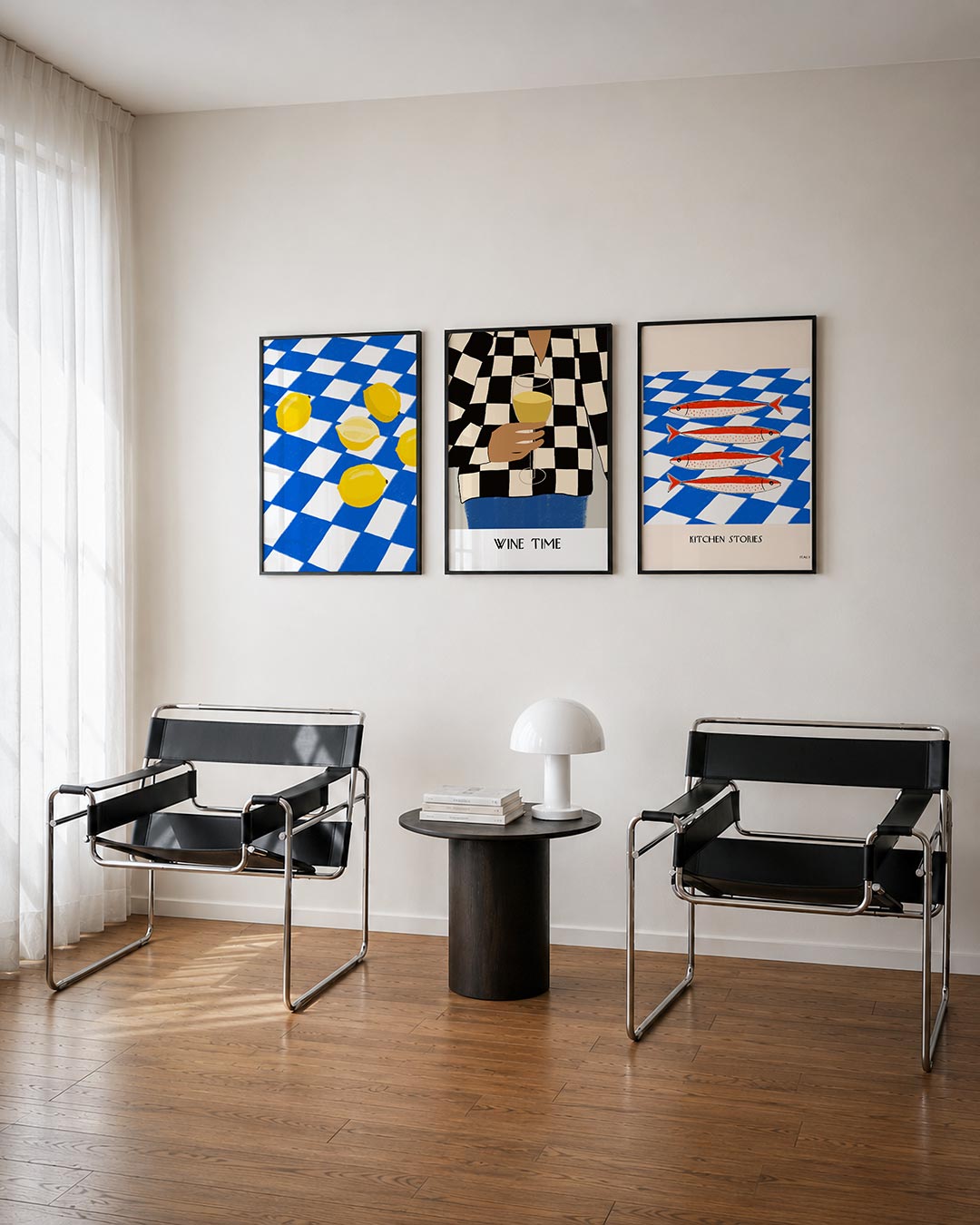 Citroenen op ruitpatroon Posterset