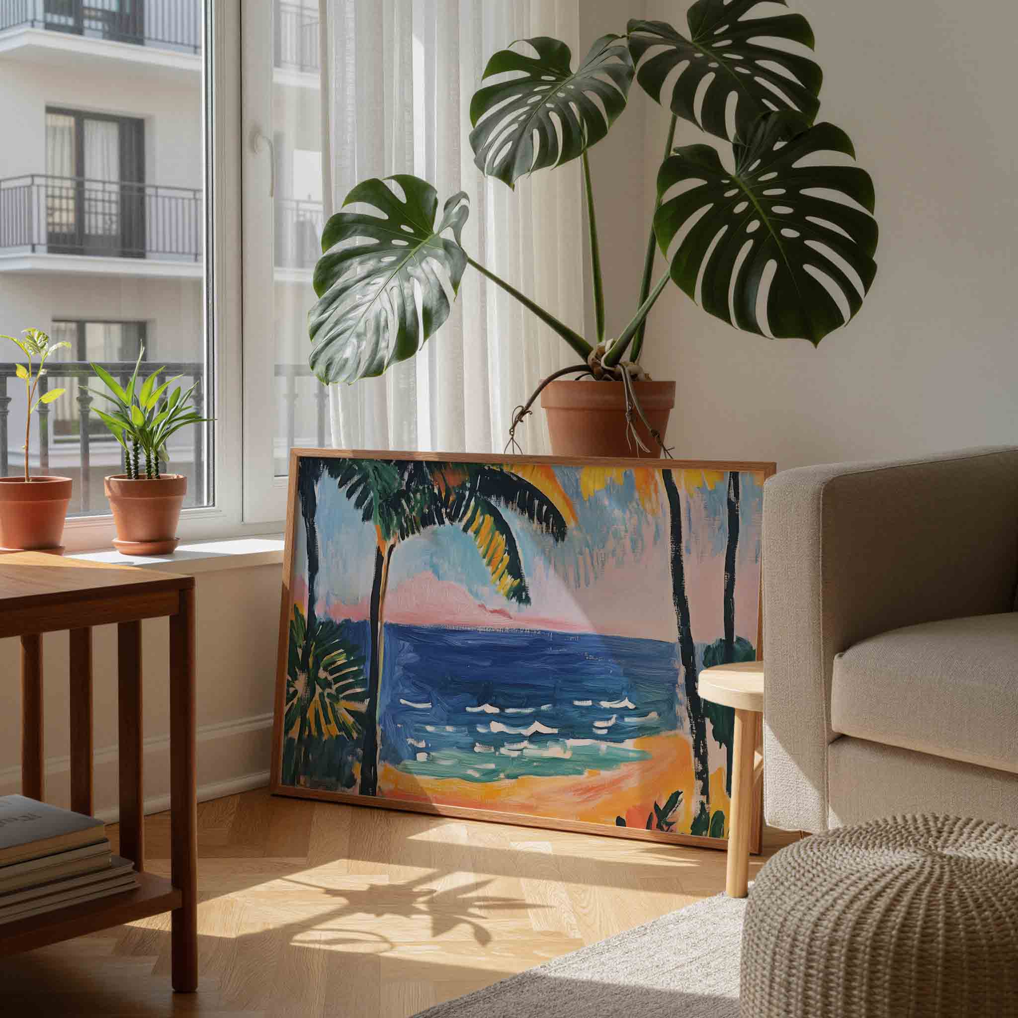 Palmbomen en zee Poster