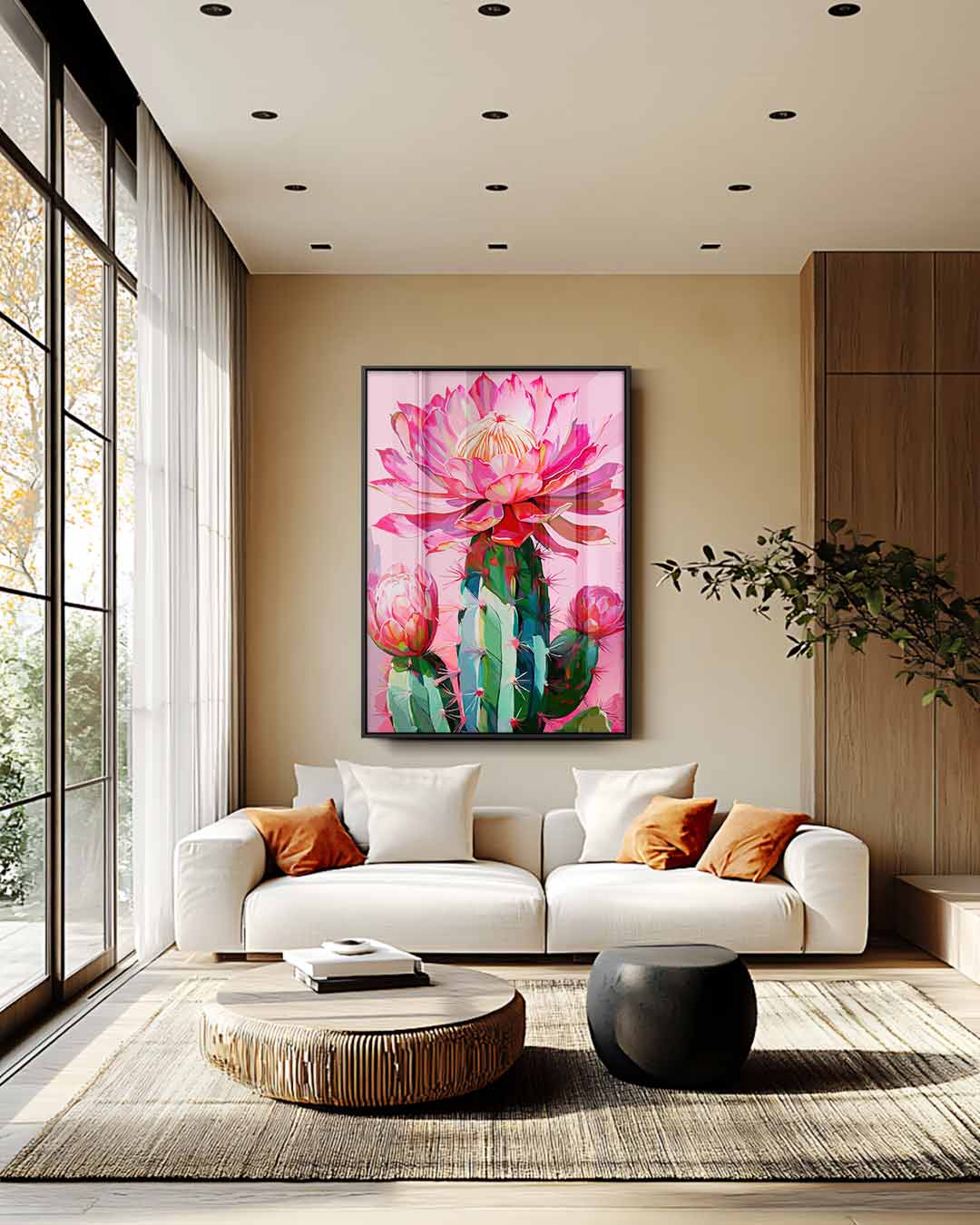 Cactus Bloemkleurenpracht Kunstwerk-canvas-dibond-plexiglas-wanddecoratie-WallArtistic