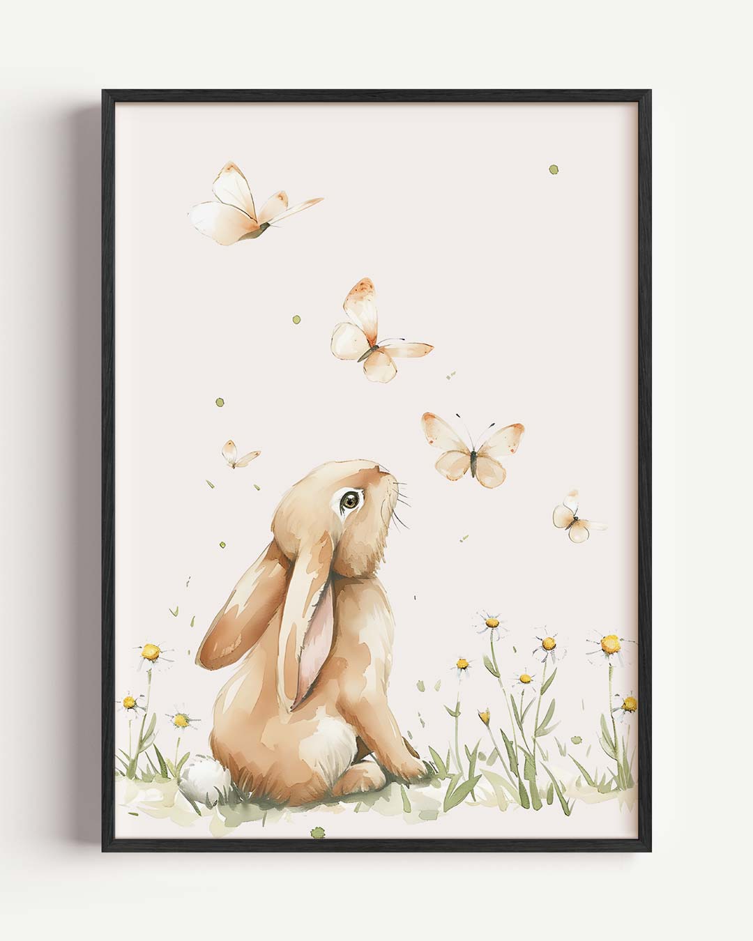 Dromerige Konijn en Vlinders Poster-WallArtistic