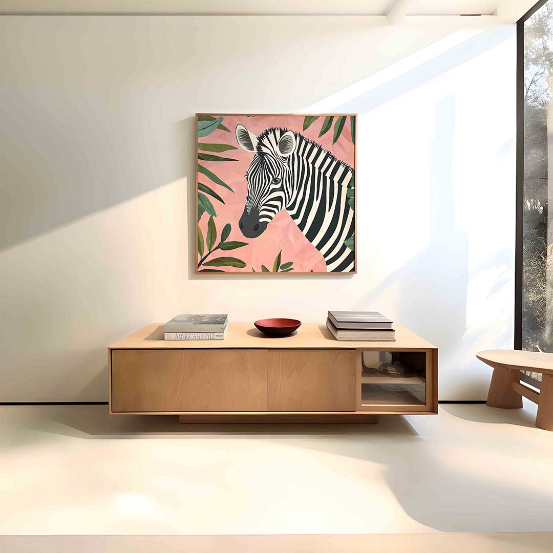 Zebra en bladeren Poster