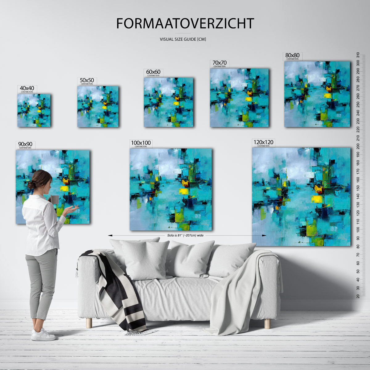 Abstracte blauwe compositie Poster