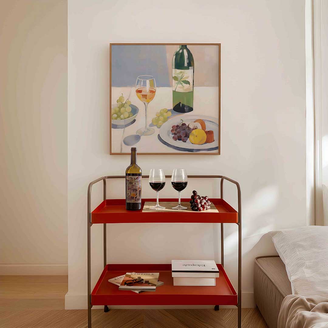 Stilleven met fruit en wijn Poster