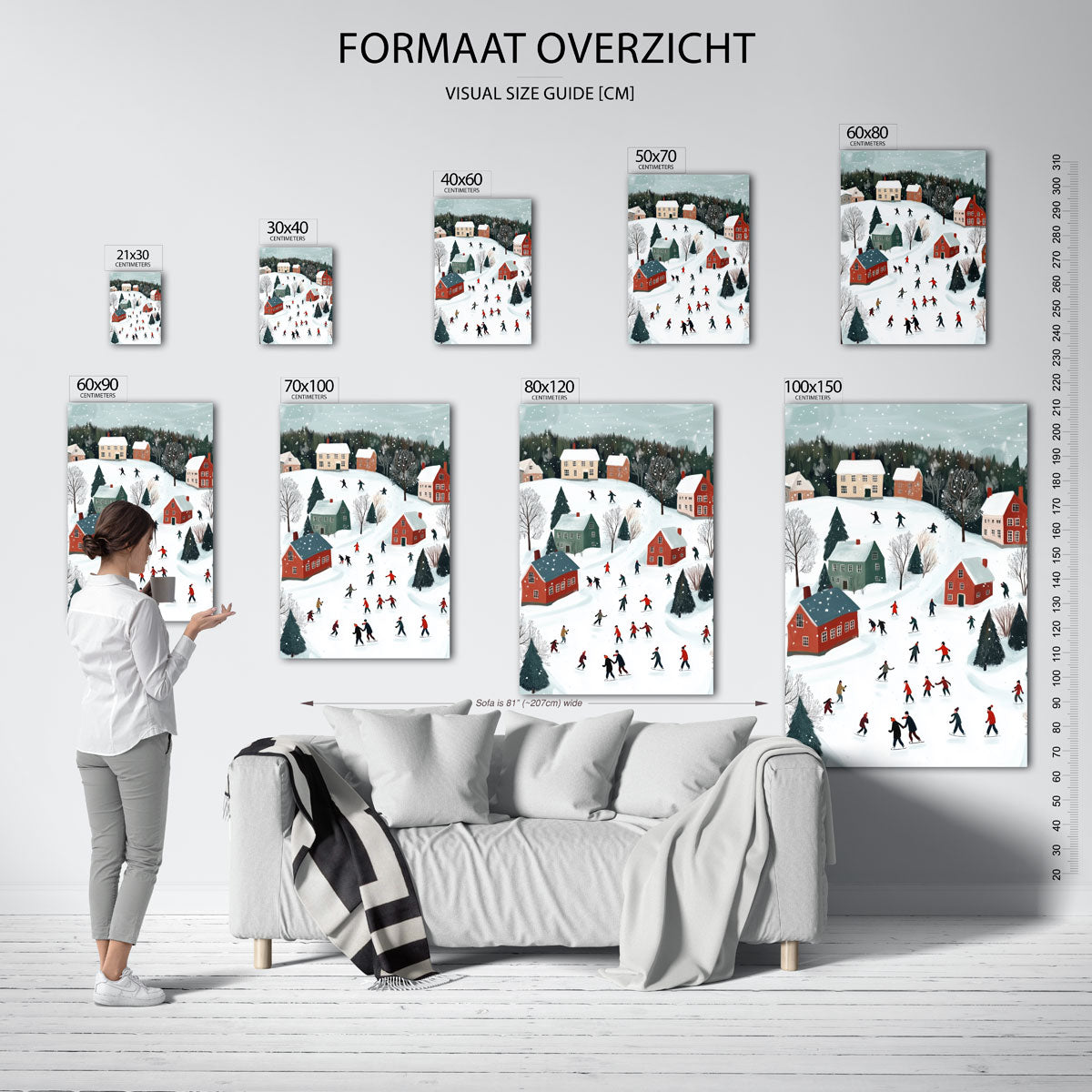 Winterlandschap met schaatsers Poster