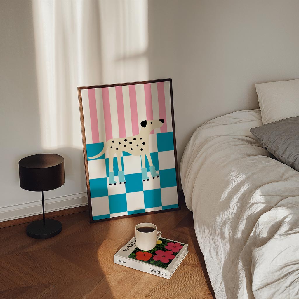 Speelse Hond op Rolschaatsen Poster-WallArtistic