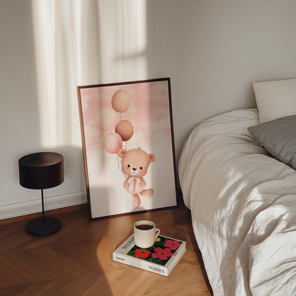 Lieve Teddybeer met Ballonnen Poster-WallArtistic