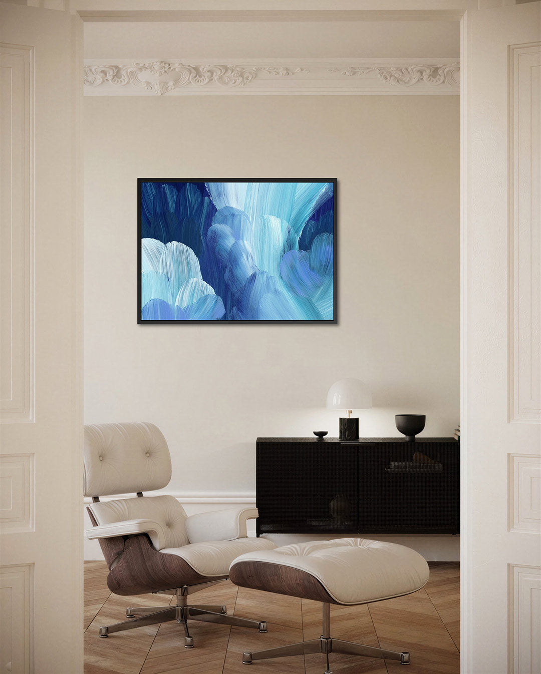 Vloeiende blauwe bewegingen Kunstwerk