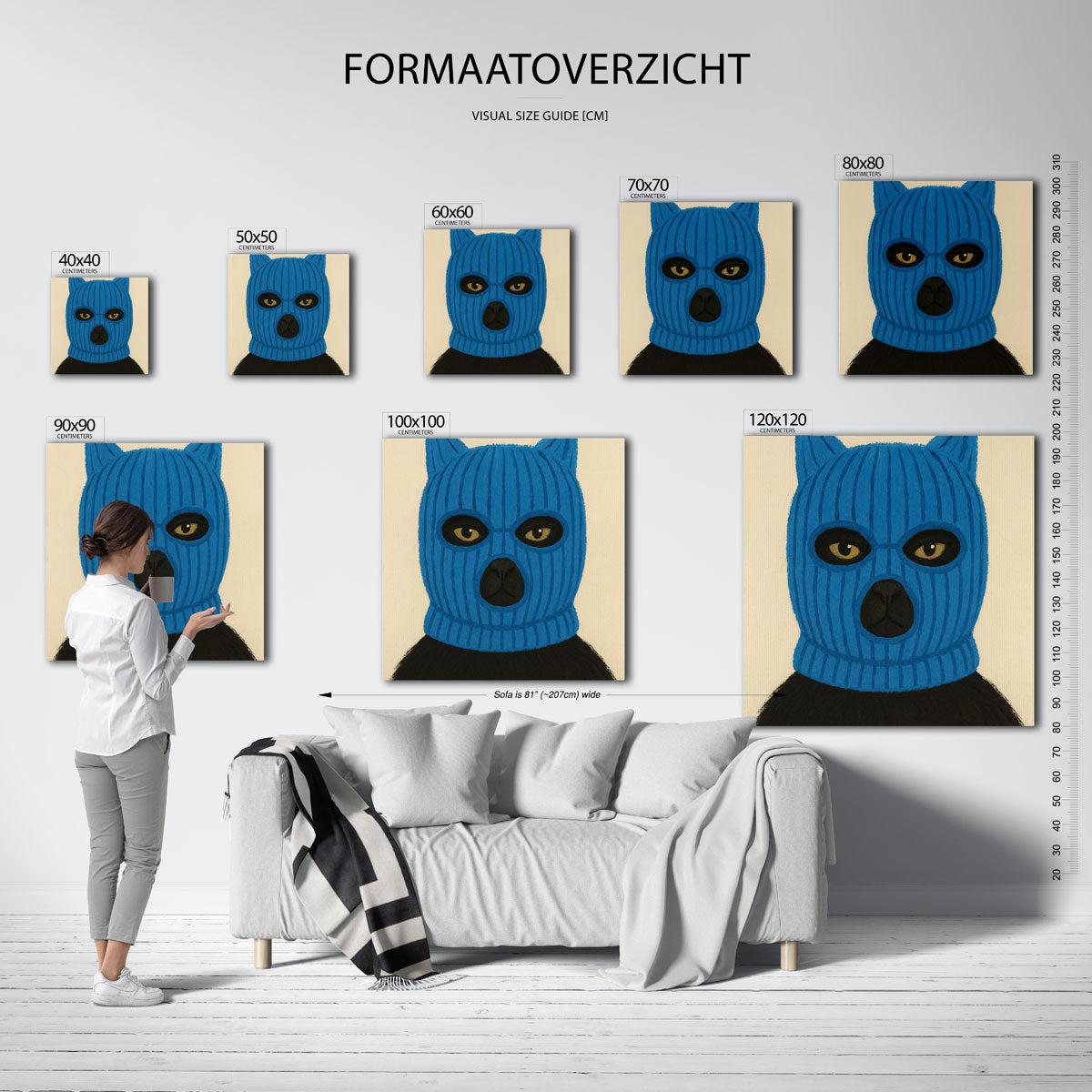 Kat met blauwe masker Poster