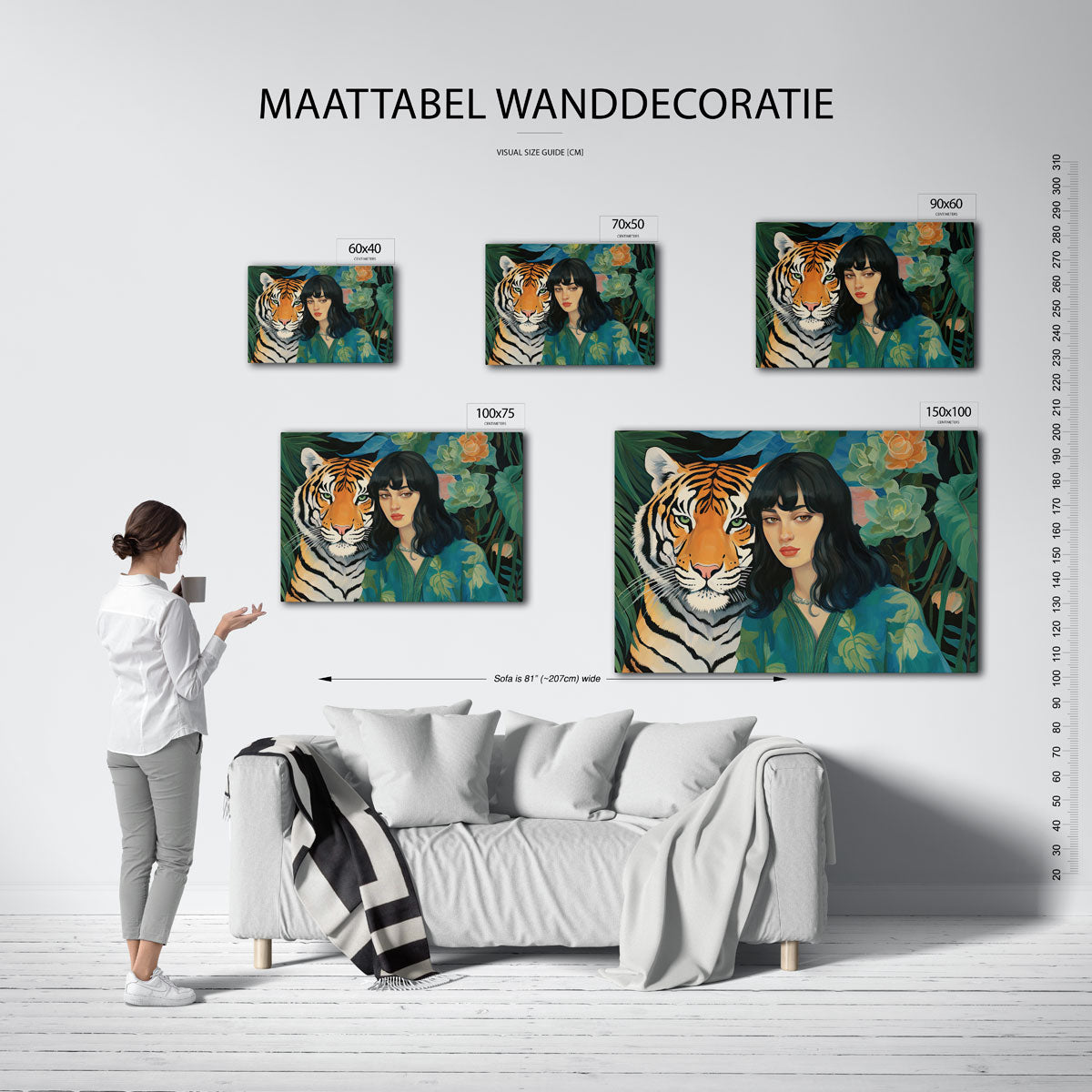 Dier en vrouw portret Kunstwerk