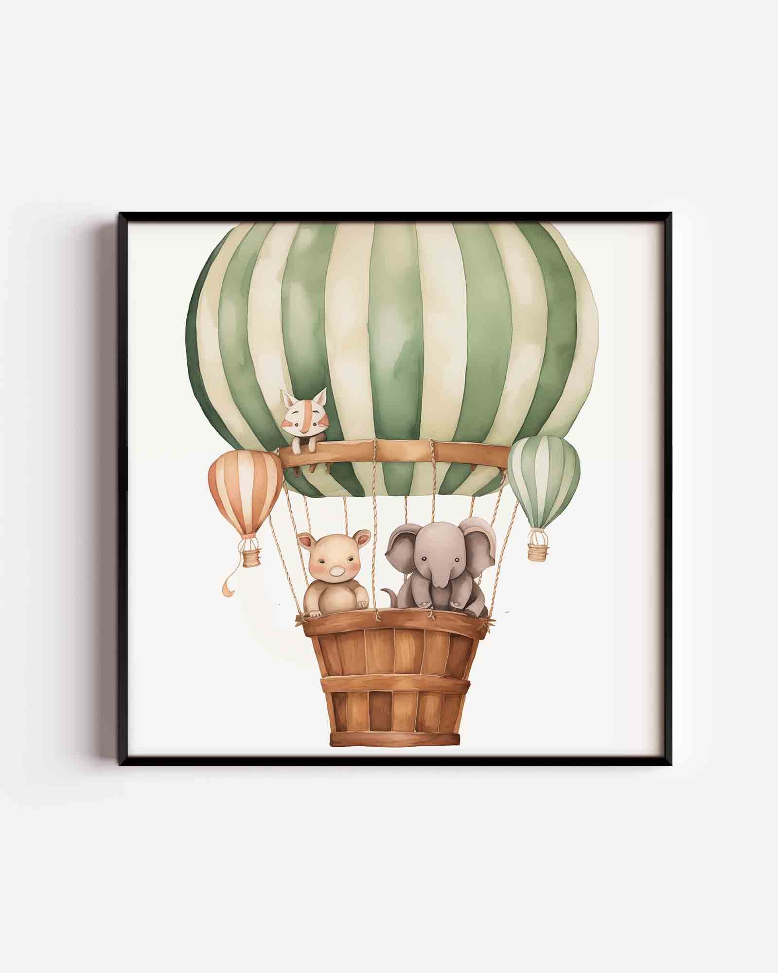 Dieren in luchtballon Poster