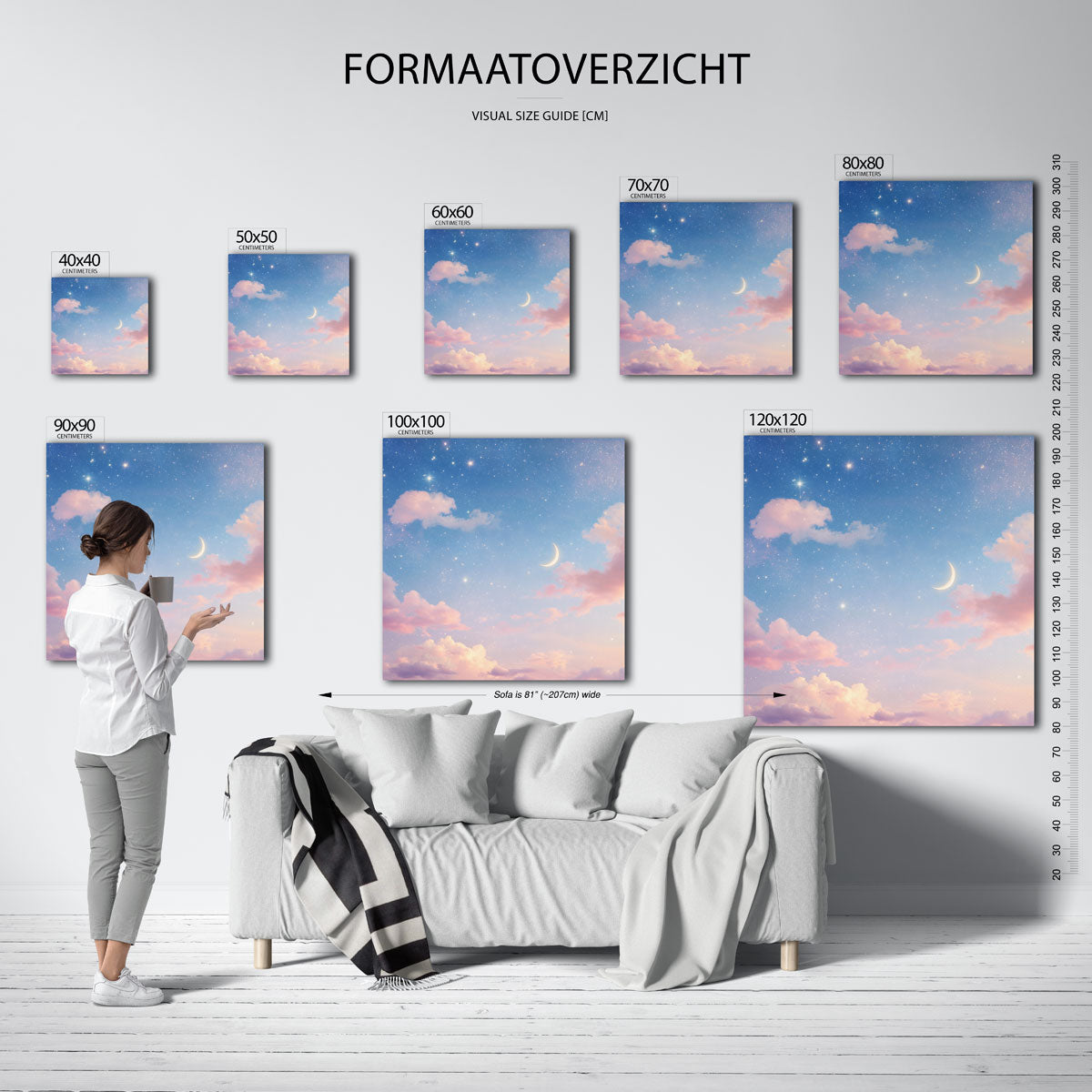 Maan en sterrenhemel Poster