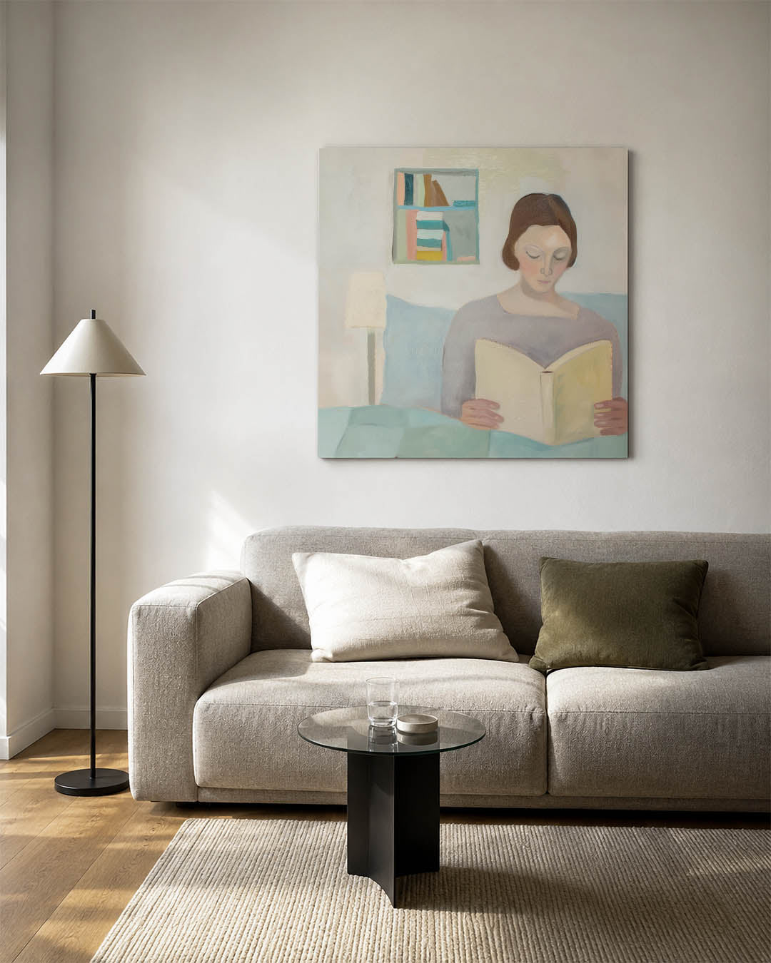 Vrouw leest boek Kunstwerk