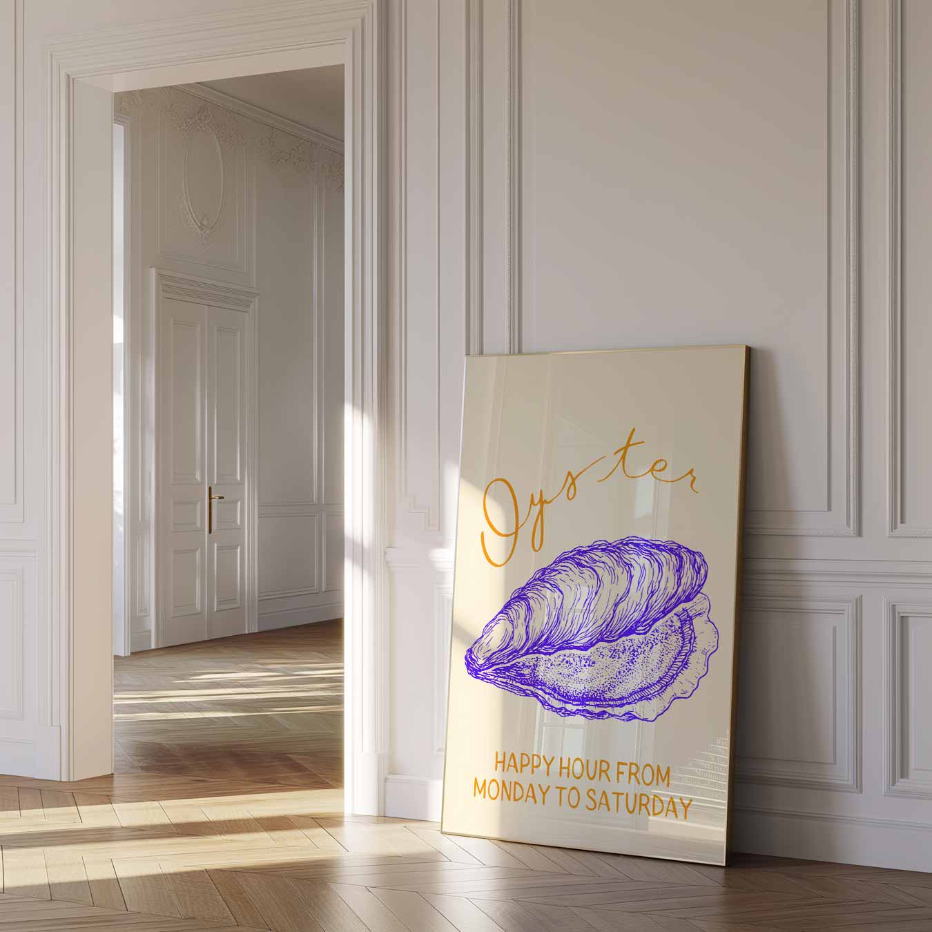 Stijlvolle Oester Illustratie Poster-WallArtistic