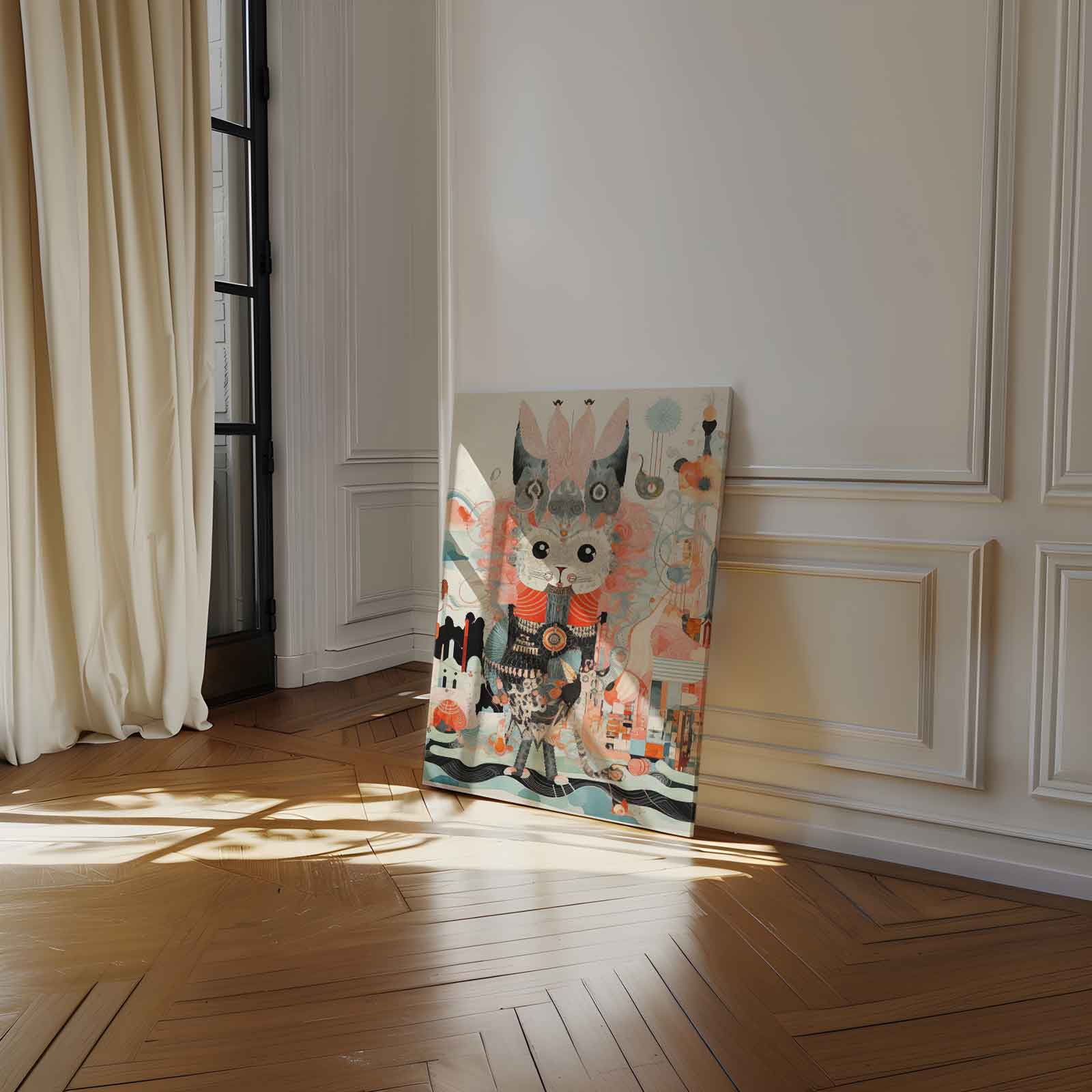 Magische Kat Avontuur Kunstwerk-canvas-dibond-plexiglas-wanddecoratie-WallArtistic