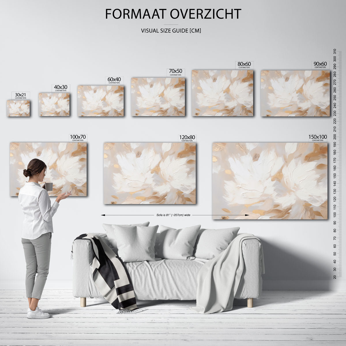 Abstracte beige en witte Poster