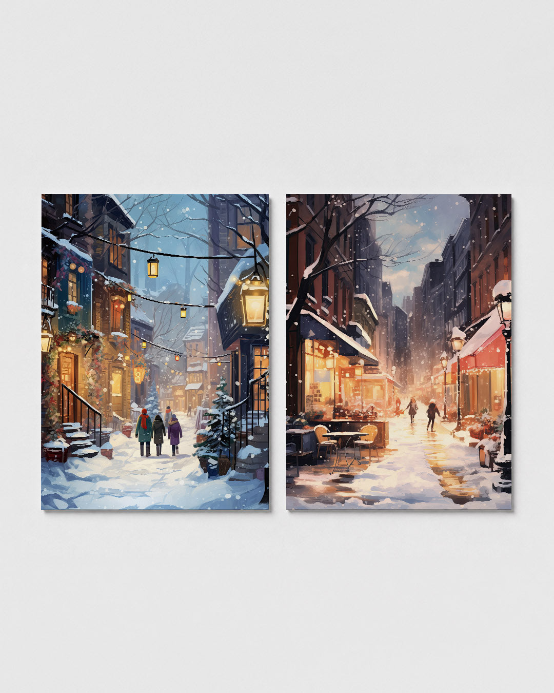 Winterse straatverlichting Posterset