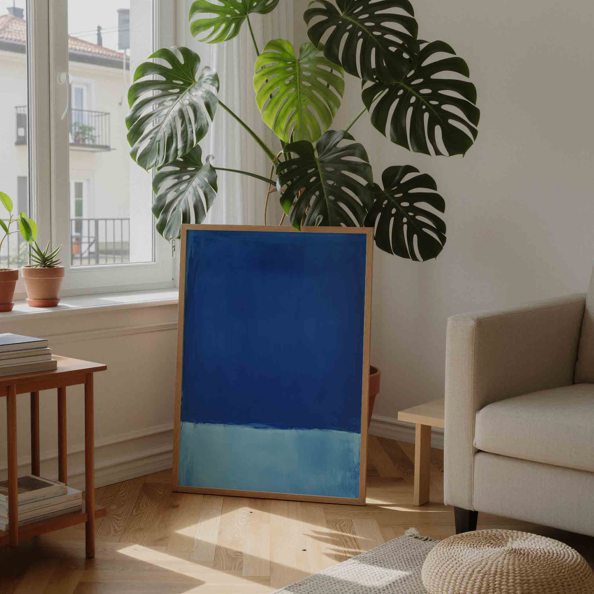 Blauwe abstracte Poster