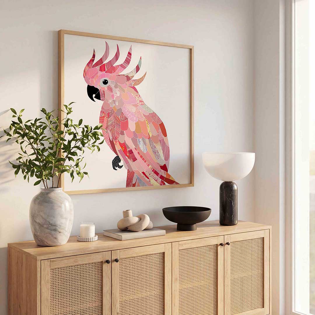 Papegaai in roze tinten Poster