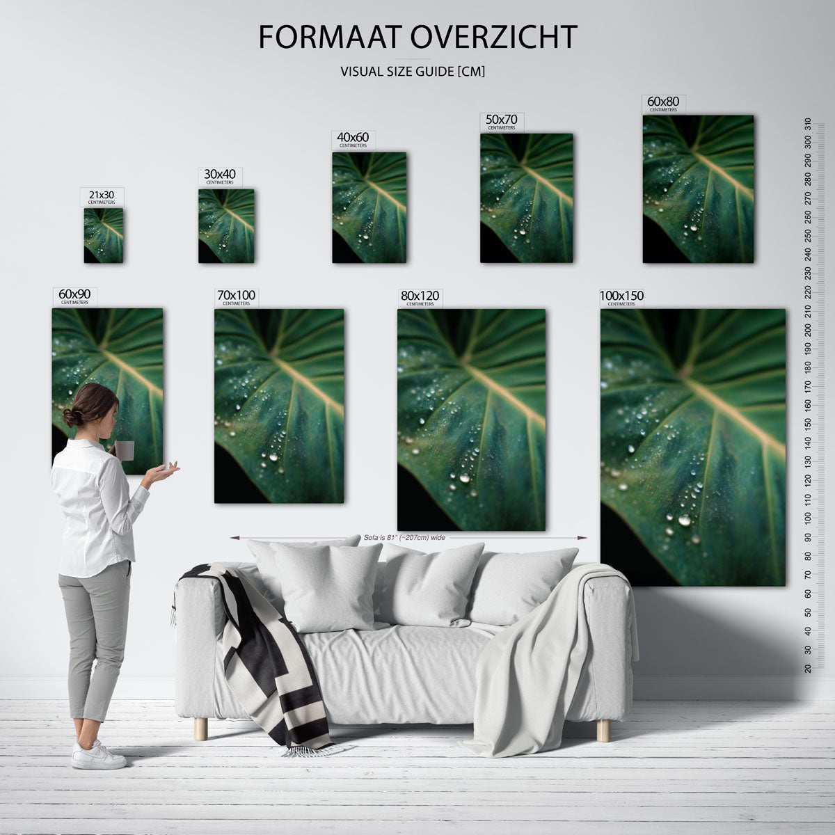 Groen blad met dauwdruppels Poster