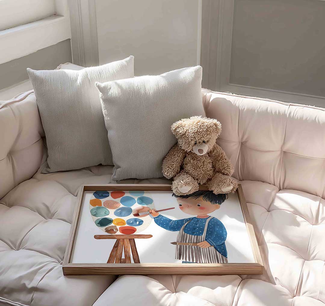 Jongen met schilderspalet Poster