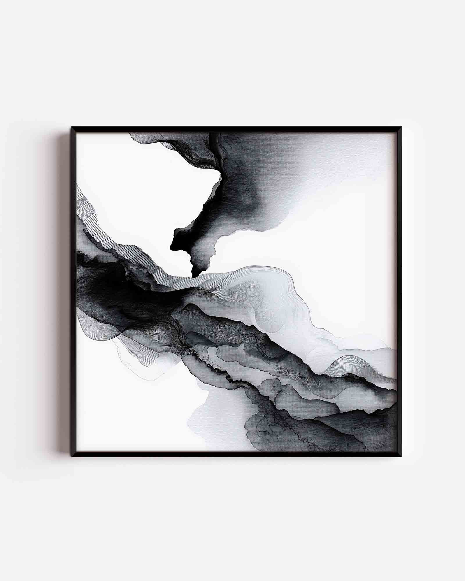 Abstracte zwart wit golven Poster