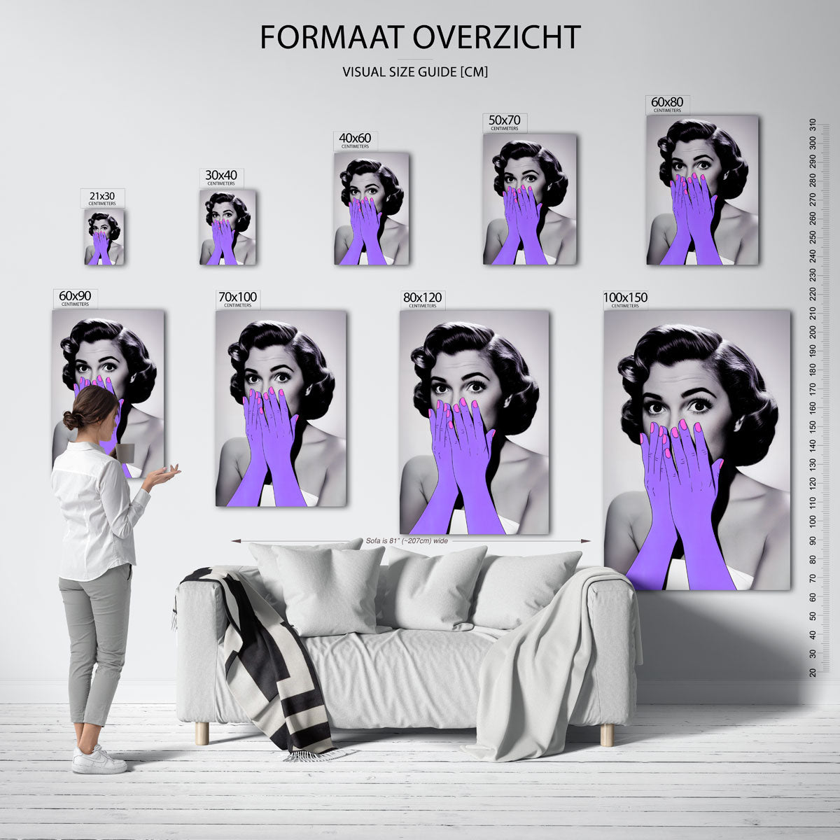 Vrouw met paarse handen Poster