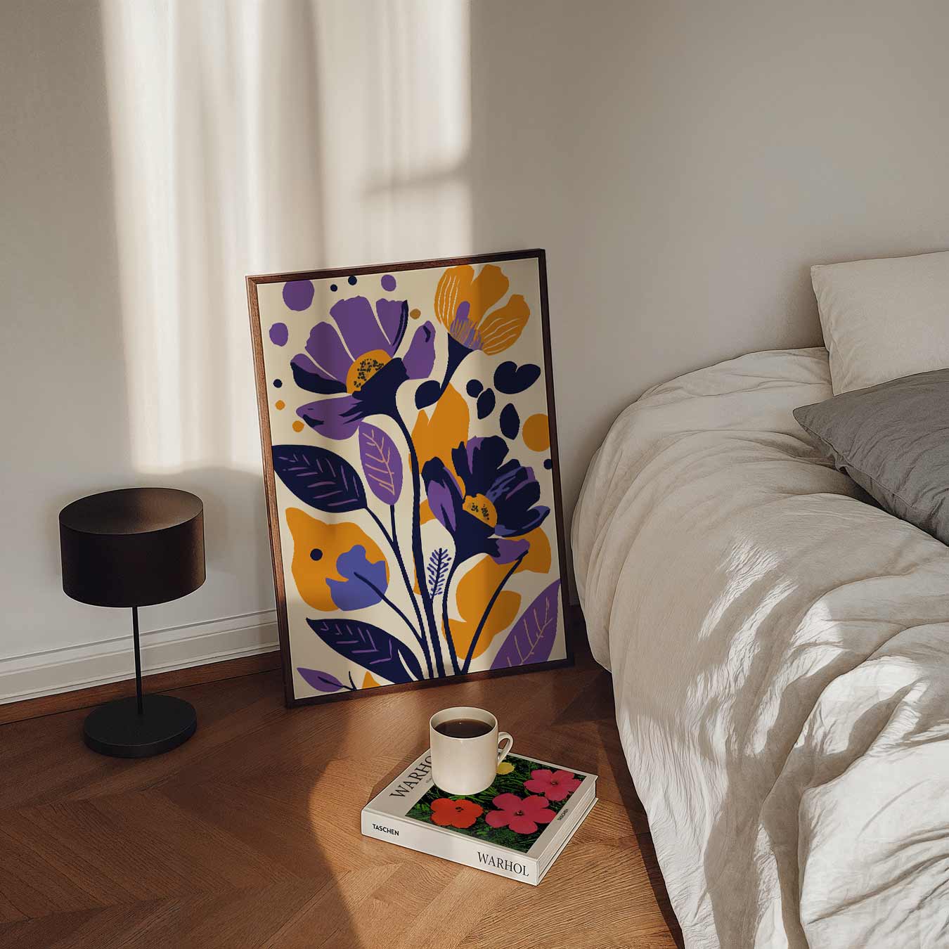 Bloemenpracht in Paars en Oranje Poster-WallArtistic