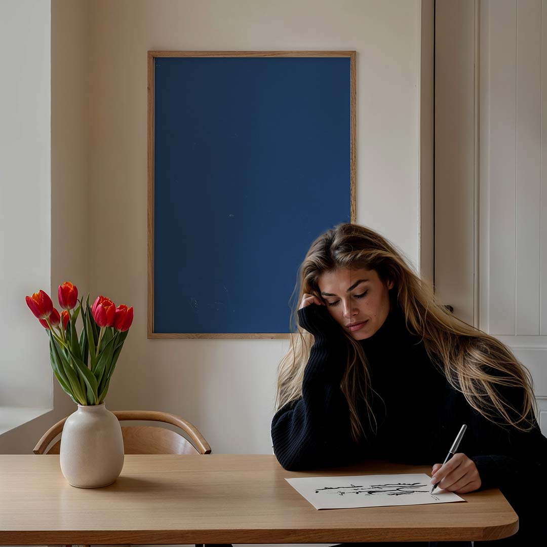 Blauwe Elegantie Poster-WallArtistic