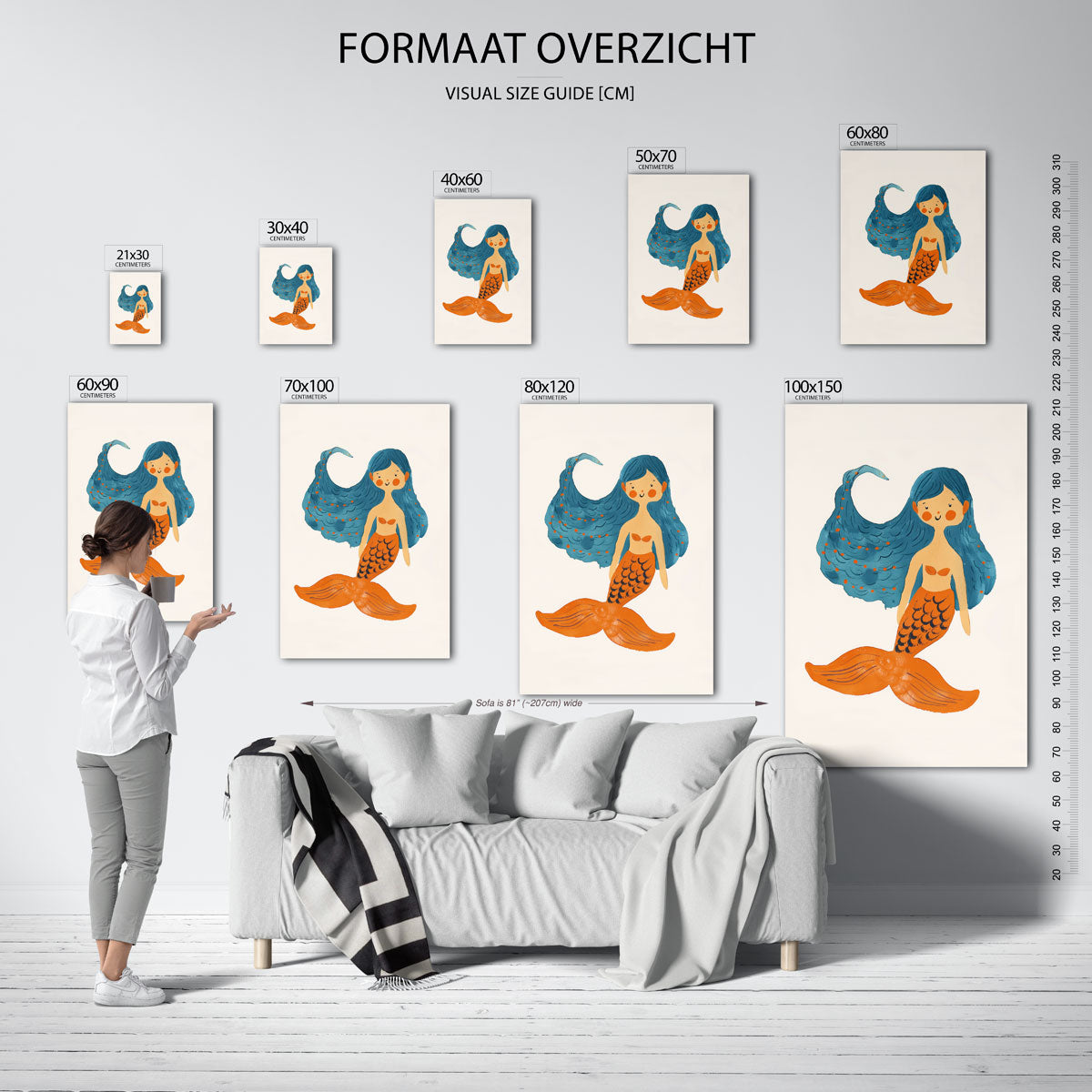 Zeemeermin illustratie Poster