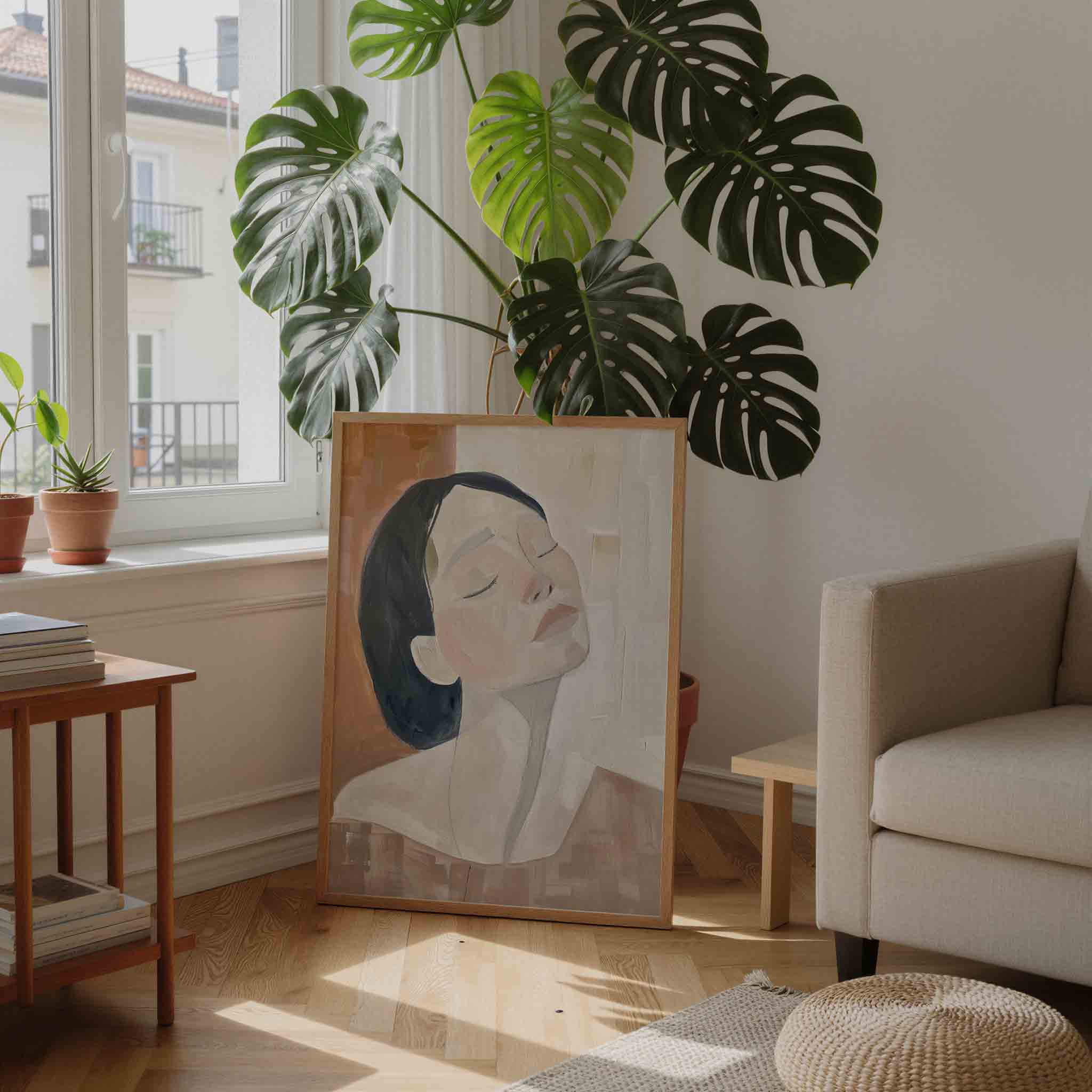 Vrouw met gesloten ogen Poster